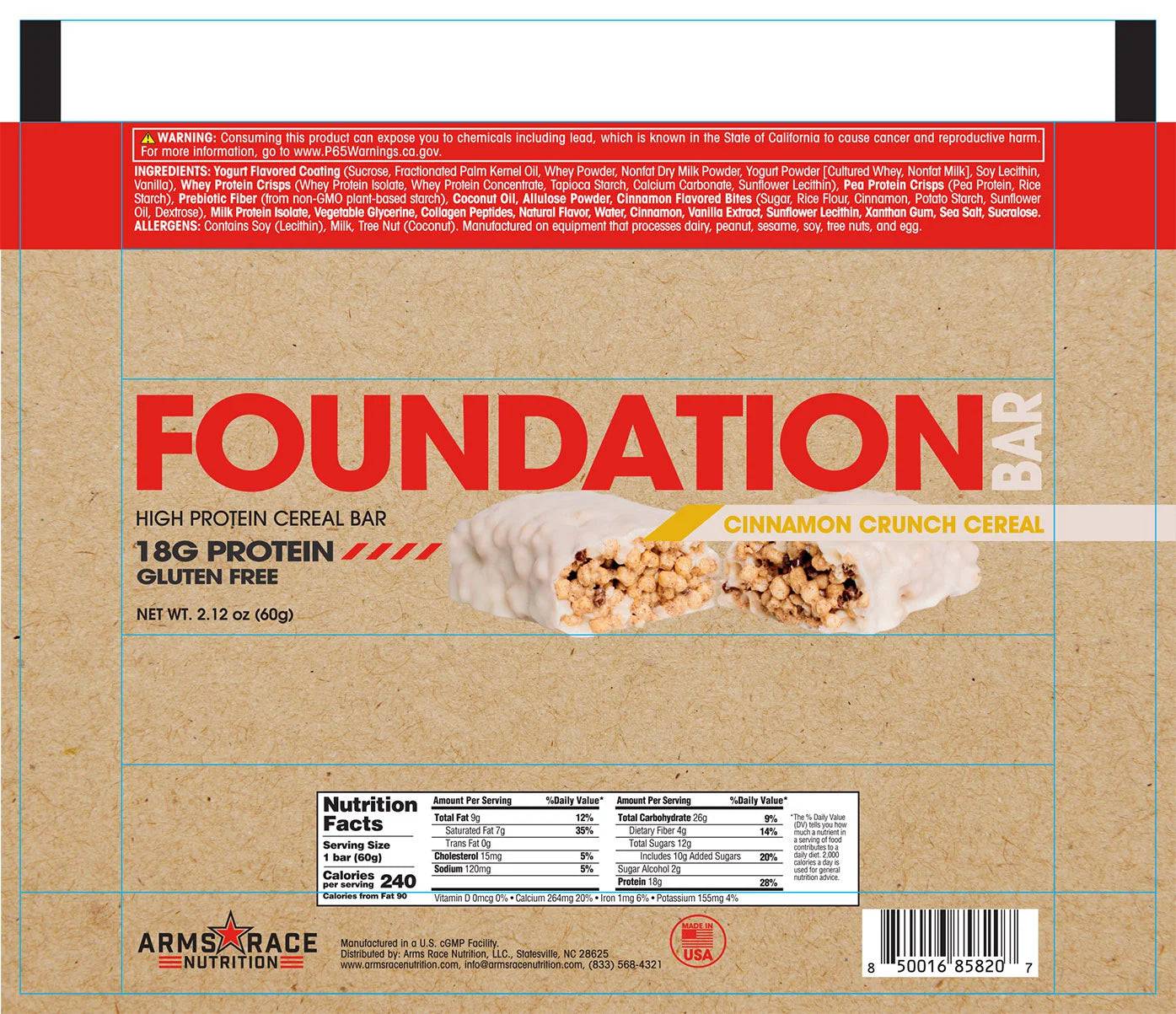 Arms Race Nutrition Foundation Bar - Cinnamon Crunch Cereal (EXP 05/24) - Bemoxie Supplements