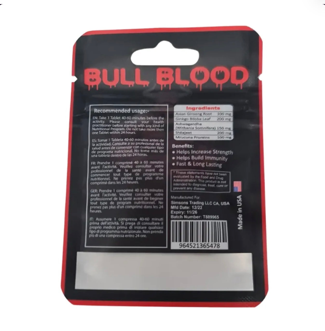 Bull Blood Capsule (1) - Bemoxie Supplements