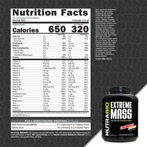 Nutrabio Extreme Mass - Bemoxie Supplements