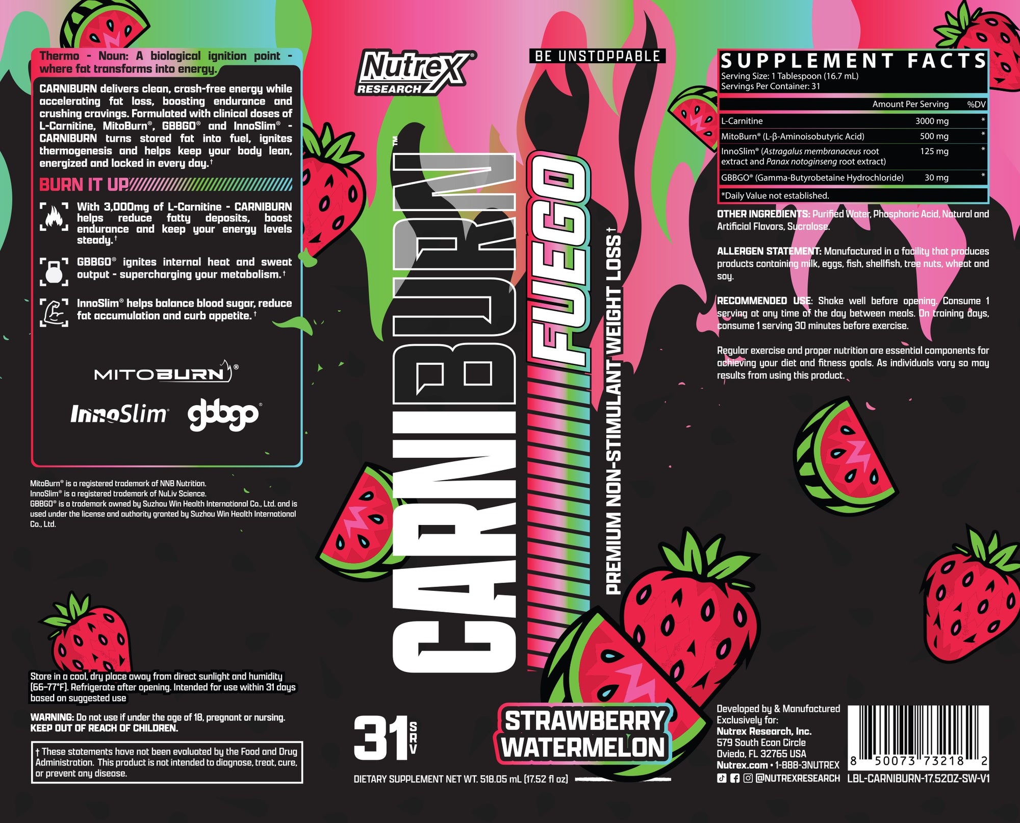 Nutrex CarniBurn Fuego - Bemoxie Supplements