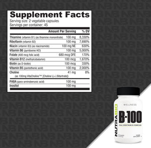 NutraBio B‑100 Complex – Complete B‑Vitamin Support for Energy, Metabolism & Athletic Performance - Bemoxie Supplements