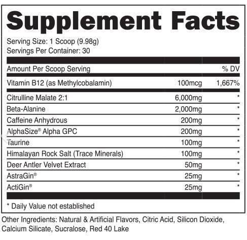 Bucked Up Black - Supplement Facts
