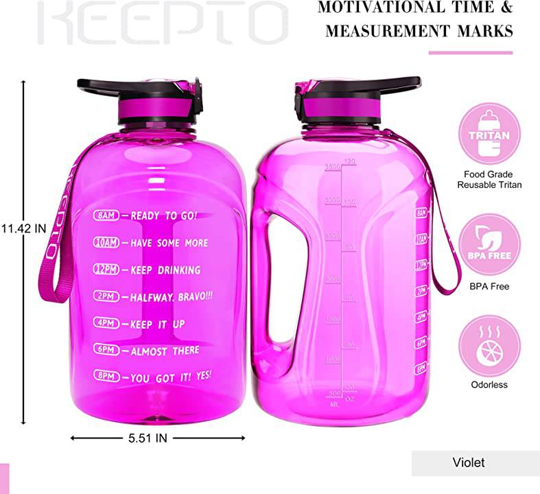 KEEPTO Motivational 1 Gallon Water Bottle - Violet - Bemoxie Supplements